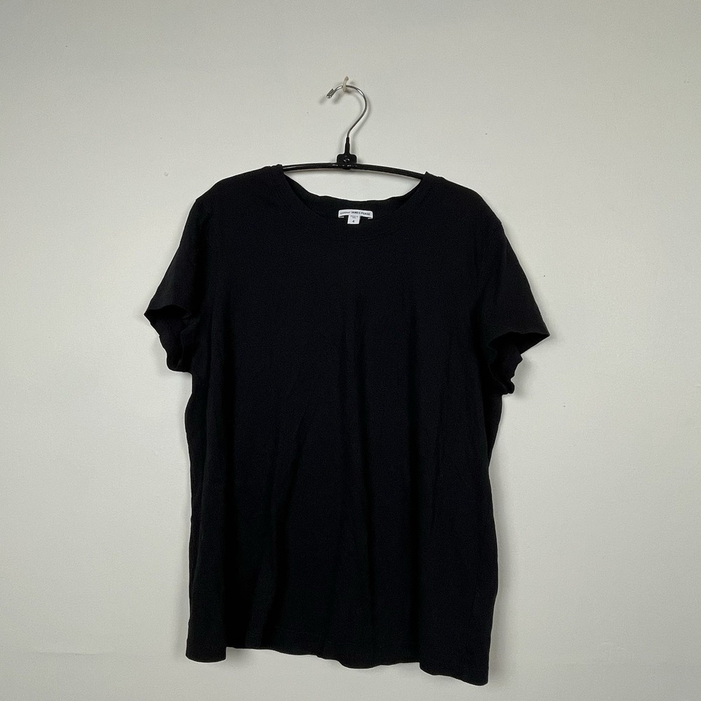James Perse Standard Black Combed Cotton Crew Neck Tee WLJ3114 Size 4 L